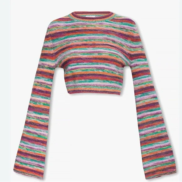 CHLOÉ Cropped space-dyed wool and cashmere-blend top